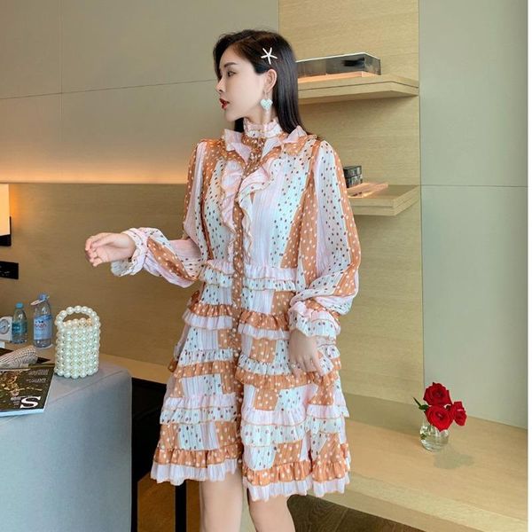 new polka dot ruffle dress women flared sleeve high waist slim mini autumn high neck dress mujer vestidos t004, Black;gray
new polka dot ruffle dress women flared sleeve high waist slim mini autumn high neck dress mujer vestidos t004, Black;gray