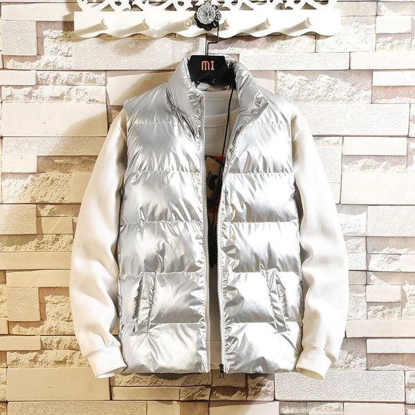 the new men's spring 2020 thickening of collar vest silver shiny youth vest1, Black;white
the new men's spring 2020 thickening of collar vest silver shiny youth vest1, Black;white