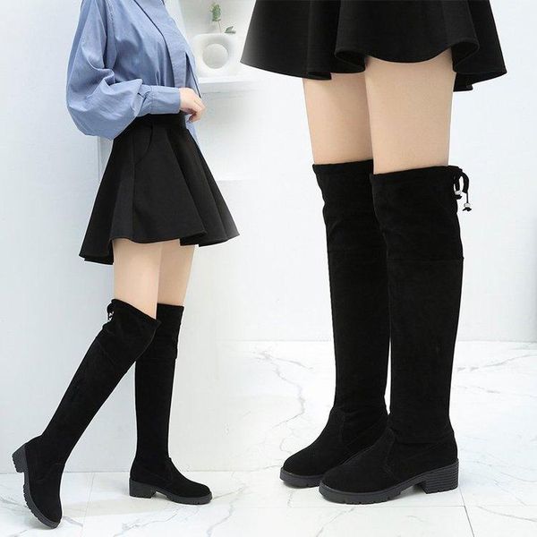 head suede sleeve thick heel knee elastic autumn 2020 new round boots artificial short plush fashion boots women, Black
head suede sleeve thick heel knee elastic autumn 2020 new round boots artificial short plush fashion boots women, Black