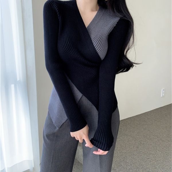 2021 new female styling chic knitted-out pullover's cross low-necked sleeves knitting pullover spring g478, White;black
2021 new female styling chic knitted-out pullover's cross low-necked sleeves knitting pullover spring g478, White;black
