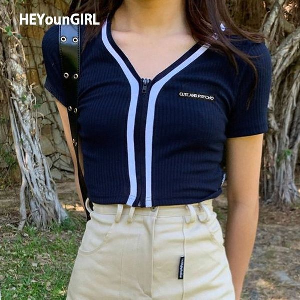 heyoungirl zipper patchwork v neck crop t-shirt ladies fashion korean t shirt women harajuku embroidery tee shirt streetwear y200824, White
heyoungirl zipper patchwork v neck crop t-shirt ladies fashion korean t shirt women harajuku embroidery tee shirt streetwear y200824, White