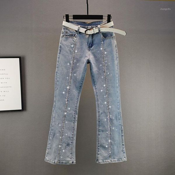 womens jeans 2021 spring autumn new elastic high waist slim fit all-match blue jeans drilling flare pants female denim pants1
womens jeans 2021 spring autumn new elastic high waist slim fit all-match blue jeans drilling flare pants female denim pants1