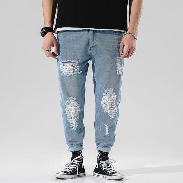 men's fashion new simple solid color and hole jeans men's straight and simple casual casual jeans capris qldn2, Blue
men's fashion new simple solid color and hole jeans men's straight and simple casual casual jeans capris qldn2, Blue