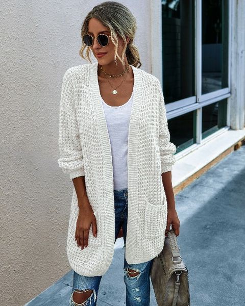 women long cardigan solid long sleeve jumper sweater 2020 autumn winter warm female knitted korean sweater cute clothes, White;black
women long cardigan solid long sleeve jumper sweater 2020 autumn winter warm female knitted korean sweater cute clothes, White;black