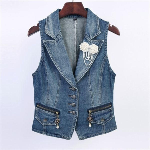 fashion pearl women's jeans vest single-breasted slim sleeveless female jacket denim waistcoat plus size summer feminine coat 201102, Black;white
fashion pearl women's jeans vest single-breasted slim sleeveless female jacket denim waistcoat plus size summer feminine coat 201102, Black;white