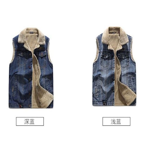 men's autumn and winter new casual denim vests velvet plus vest cotton vest outdoor fashion warmth, Black;white
men's autumn and winter new casual denim vests velvet plus vest cotton vest outdoor fashion warmth, Black;white