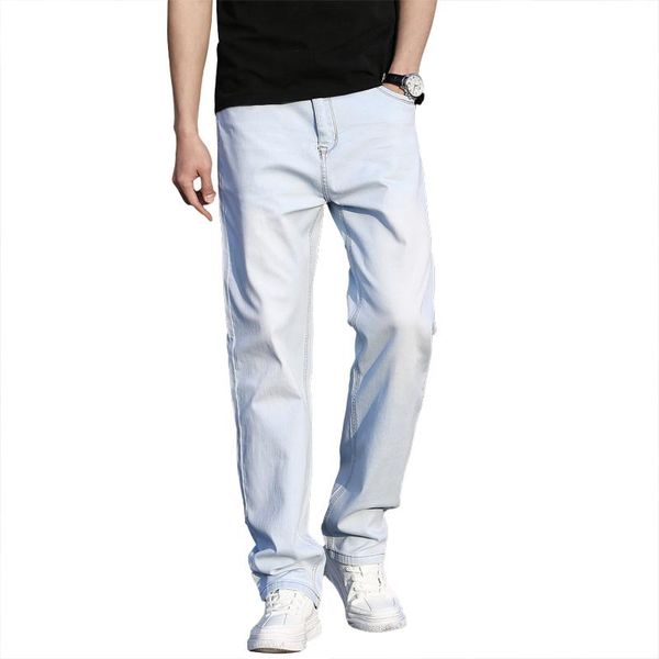men's jeans 2021 spring summer thin straight loose light blue youth brand clothing cotton stretch denim big size 40 42 44
men's jeans 2021 spring summer thin straight loose light blue youth brand clothing cotton stretch denim big size 40 42 44