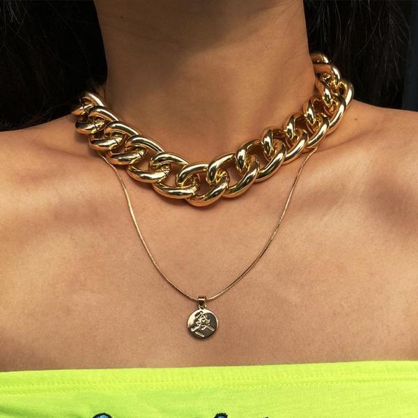 lacteo miami cuban chunky thick chain choker necklace punk hip hop carved coin face pendant necklace jewelry female gifts, Silver
lacteo miami cuban chunky thick chain choker necklace punk hip hop carved coin face pendant necklace jewelry female gifts, Silver