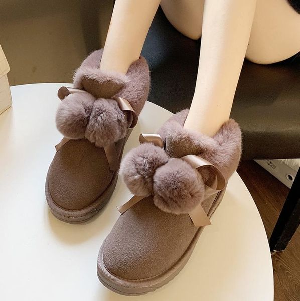 women's winter warm fur plush insole shoes woman suede non-slip fur bare boots bow casual short tube warmer hiking snow booties, Black
women's winter warm fur plush insole shoes woman suede non-slip fur bare boots bow casual short tube warmer hiking snow booties, Black
