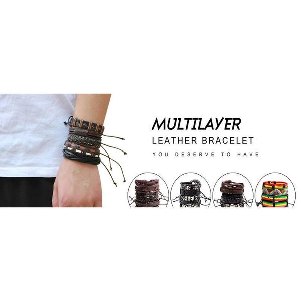 4pcs trendy men jewelry braided leather rope bracelet handmade stone beads bracelets punk men wrist band pulser wmtljq, Golden;silver
4pcs trendy men jewelry braided leather rope bracelet handmade stone beads bracelets punk men wrist band pulser wmtljq, Golden;silver