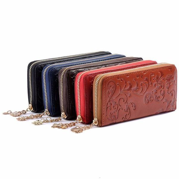women's leather flower wallet long handbag organizer credit card holder zipper bag phone pouch, Red;black
women's leather flower wallet long handbag organizer credit card holder zipper bag phone pouch, Red;black