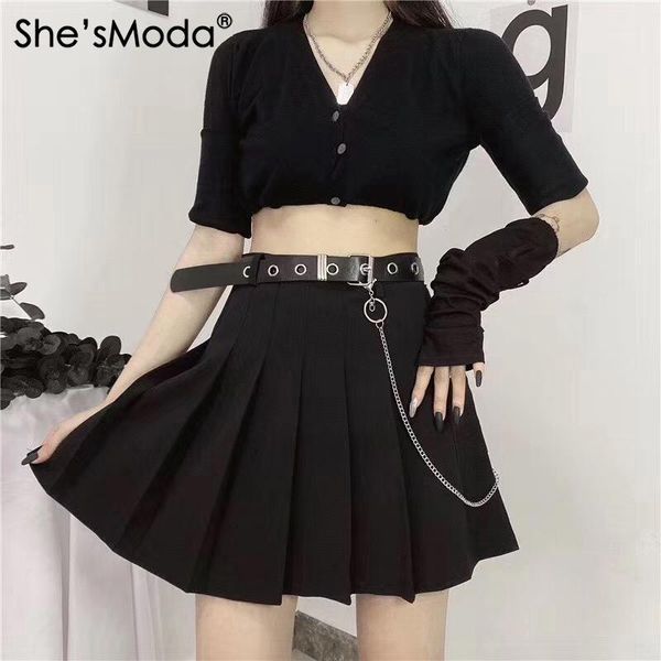 she'smoda harajuku style rock pleated chain belt a-line suit fabric spring summer women's mini skirt1, Black
she'smoda harajuku style rock pleated chain belt a-line suit fabric spring summer women's mini skirt1, Black