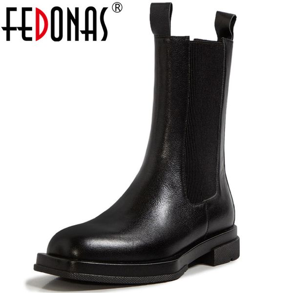 fedonas fashion shoes woman 2020 genuine leather elastic band women for ladies winter office lady women's boots q1104, Black 
fedonas fashion shoes woman 2020 genuine leather elastic band women for ladies winter office lady women's boots q1104, Black