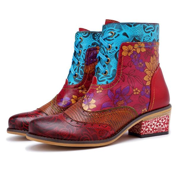 boots large casual vintage national style women's genuine leather lace-up printed dark pattern denim, Black
boots large casual vintage national style women's genuine leather lace-up printed dark pattern denim, Black