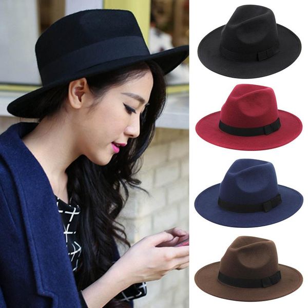 women's stylish hat crushable wool felt outback hat british style headgear wide brim belt cap nov99, Blue;gray
women's stylish hat crushable wool felt outback hat british style headgear wide brim belt cap nov99, Blue;gray
