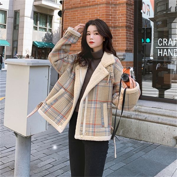 2021 new plaid wool women's short autumn and winter new korean of woolen thick plus velvet coat ymkp, Black;brown
2021 new plaid wool women's short autumn and winter new korean of woolen thick plus velvet coat ymkp, Black;brown