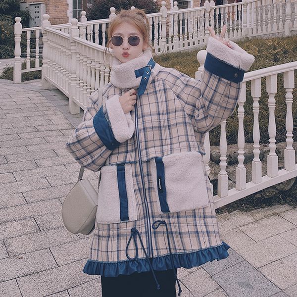 2021 new women's wool jacket retro plaid blue seam lamb lapel contrast sweet new winter loose thicken female coat zs5 20r2, Black
2021 new women's wool jacket retro plaid blue seam lamb lapel contrast sweet new winter loose thicken female coat zs5 20r2, Black