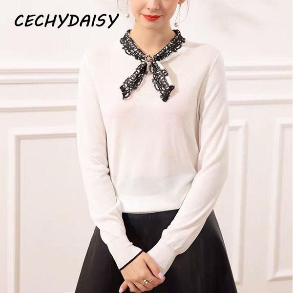 women's sweaters autumn spring thin bow collar long sleeve white black sweater pullover korean version retro knitting clothes under wea
women's sweaters autumn spring thin bow collar long sleeve white black sweater pullover korean version retro knitting clothes under wea