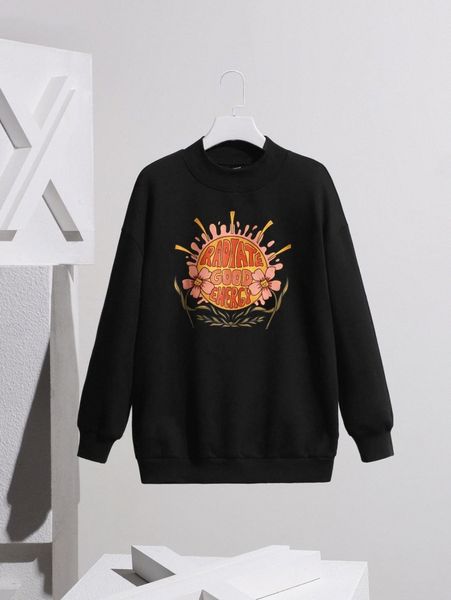 x atosha drop shoulder letter & floral print sweatshirt a7ne#, White;black
x atosha drop shoulder letter & floral print sweatshirt a7ne#, White;black