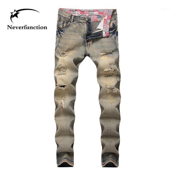 new distressed ripped men's slim fit biker jeans motorcycle male streetwear hip hop straight retro yellow wash denim trousers1, Blue
new distressed ripped men's slim fit biker jeans motorcycle male streetwear hip hop straight retro yellow wash denim trousers1, Blue