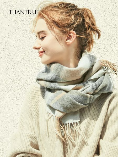 thantrue plaid wool scarf for women's autumn and winter dual-purpose warm korean shawl for lovers neck, Blue;gray
thantrue plaid wool scarf for women's autumn and winter dual-purpose warm korean shawl for lovers neck, Blue;gray