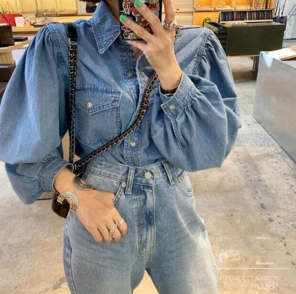 spring autumn lantern sleeve denim shirt women and blouses female loose bule blusas blouse mujer de moda s4441, White
spring autumn lantern sleeve denim shirt women and blouses female loose bule blusas blouse mujer de moda s4441, White