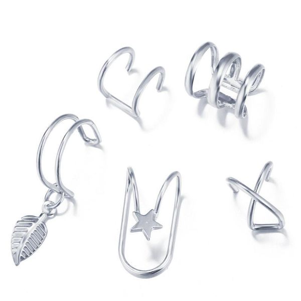 2020 new fashion 5pcs/set gold leaf ear cuff clip earrings for women climbers no piercing fake cartilage ea jllhbs, Silver
2020 new fashion 5pcs/set gold leaf ear cuff clip earrings for women climbers no piercing fake cartilage ea jllhbs, Silver