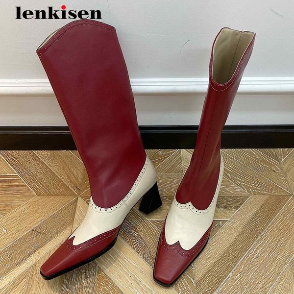 lenkisen vintage western boots cow leather mixed colors square toe thick high heel slip on beauty lady dress knee-high boots l63, Black
lenkisen vintage western boots cow leather mixed colors square toe thick high heel slip on beauty lady dress knee-high boots l63, Black
