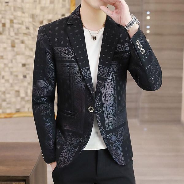 2021 new spring and autumn trend print small suit man fashion business casual dark pattern suit popular coat new man, White;black
2021 new spring and autumn trend print small suit man fashion business casual dark pattern suit popular coat new man, White;black