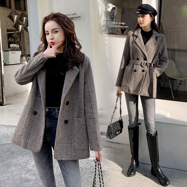 women's wool & blends karolyidora houndstooth waisted woolen coat women 2021 winter fashion product korean thick suit, Black
women's wool & blends karolyidora houndstooth waisted woolen coat women 2021 winter fashion product korean thick suit, Black