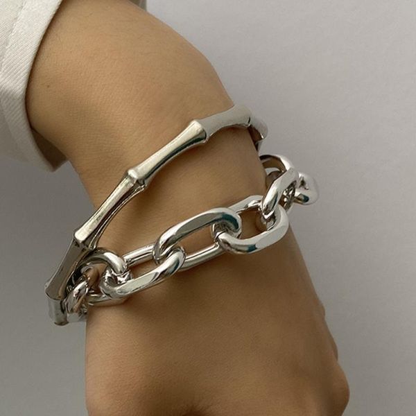 link, chain european and american punk street carved round coin pendant golden thick bamboo bracelet, Black
link, chain european and american punk street carved round coin pendant golden thick bamboo bracelet, Black