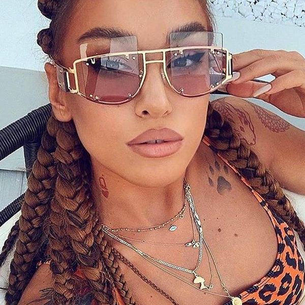 european fashion women sunglasses 2020 full rivet rimless alloy sun glasses men hip hop eyewear hollow big shades, White;black
european fashion women sunglasses 2020 full rivet rimless alloy sun glasses men hip hop eyewear hollow big shades, White;black