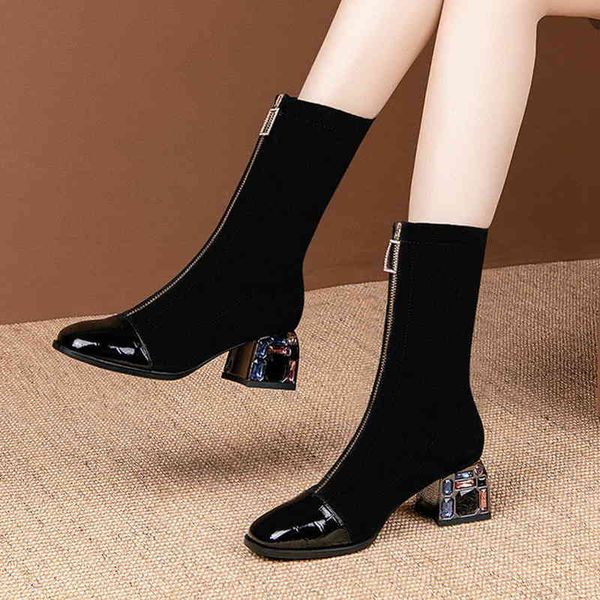 dress shoes elastic short boots woman mid calf heel women autumn square toe female footware front zipper black bc08
dress shoes elastic short boots woman mid calf heel women autumn square toe female footware front zipper black bc08