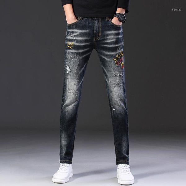 fashion casual ripped jeans men straight slim stretch print black jeans scratched embroidery denim tide brand hole pants men1, Blue
fashion casual ripped jeans men straight slim stretch print black jeans scratched embroidery denim tide brand hole pants men1, Blue