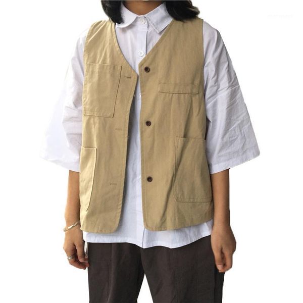 women's vests 2021 women's vest spring summer basic paragraph v-neck jacket sleeveless versatile coat leisure loose female tooling, Black;white
women's vests 2021 women's vest spring summer basic paragraph v-neck jacket sleeveless versatile coat leisure loose female tooling, Black;white