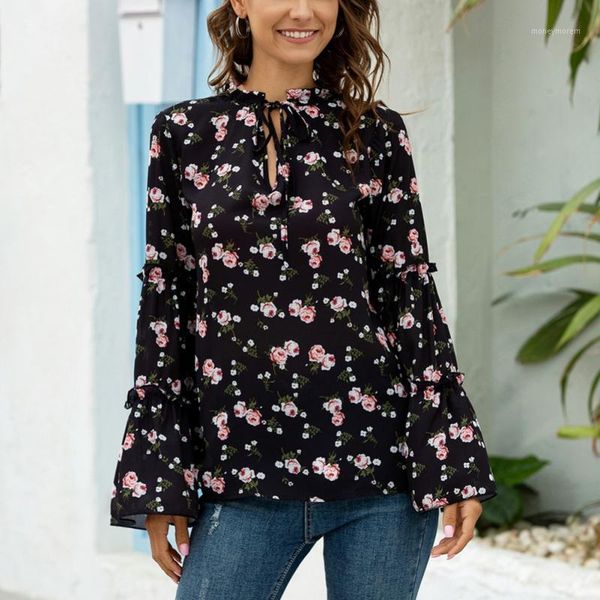 print flared sleeve loose chiffon shirt autumn women blouse long sleeved floral shirts women's 1, White
print flared sleeve loose chiffon shirt autumn women blouse long sleeved floral shirts women's 1, White