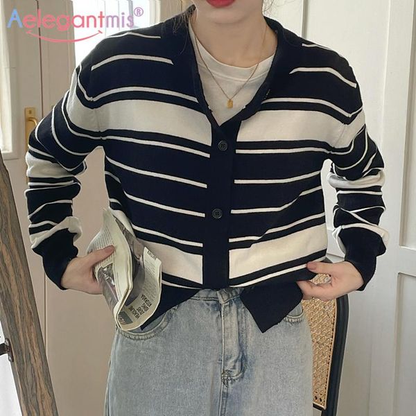 women's sweaters aelegantmis korea fashion women color contrast striped sweater cardigan vintage blue white female knit casual basic, White;black
women's sweaters aelegantmis korea fashion women color contrast striped sweater cardigan vintage blue white female knit casual basic, White;black