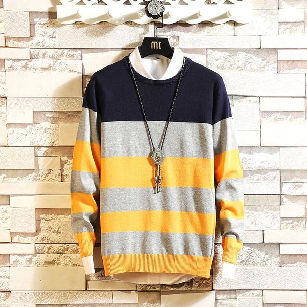 hcxy new fashion pullover men casual hit color round neck mens sweaters multicolor trend stripe sweater male, White;black
hcxy new fashion pullover men casual hit color round neck mens sweaters multicolor trend stripe sweater male, White;black