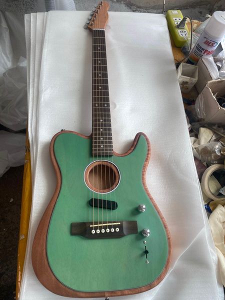 custom shop acoustasonic tele sonic satin green acoustic electric guitar polyester satin matte finish spurce dot inlay, chorme hardwa
custom shop acoustasonic tele sonic satin green acoustic electric guitar polyester satin matte finish spurce dot inlay, chorme hardwa