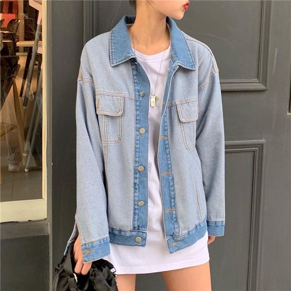 women's jackets chic patchwork denim jacket women autumn turn-down collar casual fashion female single breasted pocket loose coat, Black;brown
women's jackets chic patchwork denim jacket women autumn turn-down collar casual fashion female single breasted pocket loose coat, Black;brown