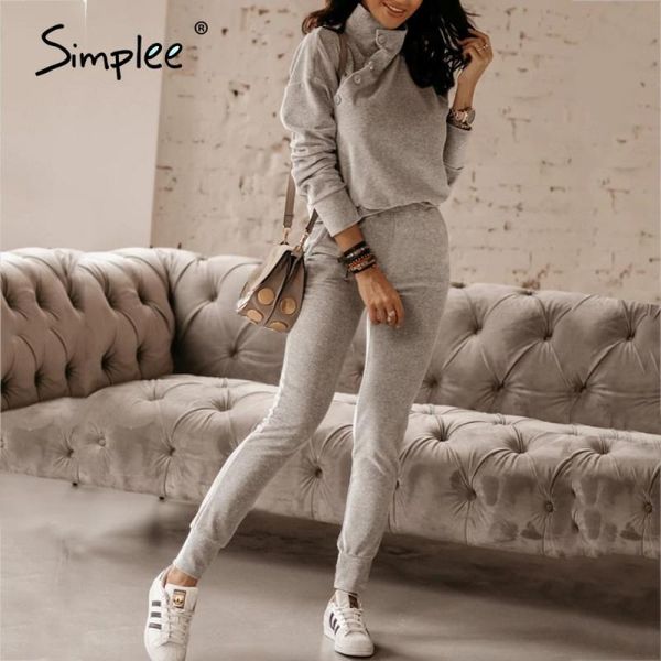 simplee high collar thin fit women's 2-piece personalized single breasted casual suit jogging pants 2-piece autumn sports suit, Gray
simplee high collar thin fit women's 2-piece personalized single breasted casual suit jogging pants 2-piece autumn sports suit, Gray