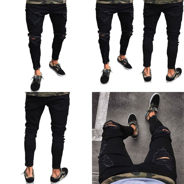fashion men's skinny ripped jeans straight destroyed stretch distressed pants slim fit hop hop zipper trousers with holes hombre q0105, Black;white
fashion men's skinny ripped jeans straight destroyed stretch distressed pants slim fit hop hop zipper trousers with holes hombre q0105, Black;white