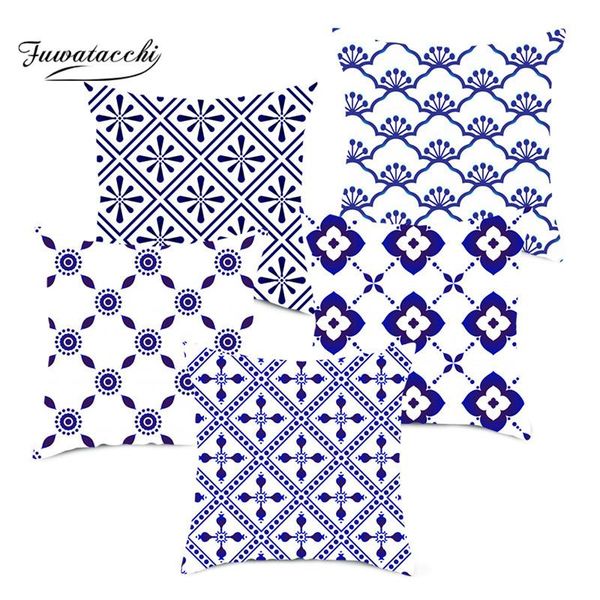 fuwatacchi blue navy geometric cushion cover plaid printed pillows cover throw pillowcase for home sofa decorative pillows 45*45 
fuwatacchi blue navy geometric cushion cover plaid printed pillows cover throw pillowcase for home sofa decorative pillows 45*45