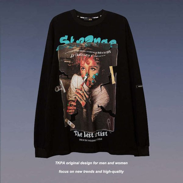 Tkpa American Vintage new autumn street style hip hop fried Street sweater, Black
Tkpa American Vintage new autumn street style hip hop fried Street sweater, Black