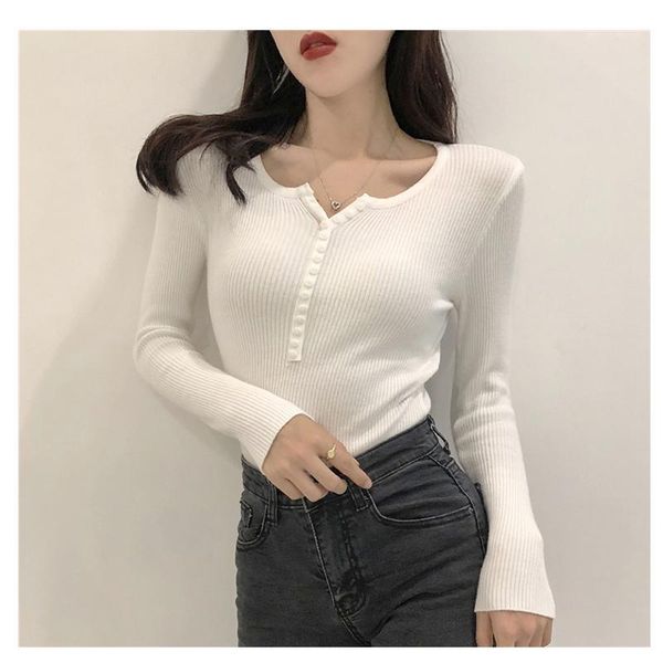 women's sweaters single breasted women full sleeve button v-neck sweater 2021 knitted basic elasticity pullovers autumn winter jumpers, White;black
women's sweaters single breasted women full sleeve button v-neck sweater 2021 knitted basic elasticity pullovers autumn winter jumpers, White;black