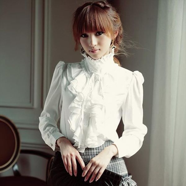 oversize 5xl women lolita shirt long sleeve stand collar chiffon blouses with ruffles ladies bow shirt royal style gothic, White
oversize 5xl women lolita shirt long sleeve stand collar chiffon blouses with ruffles ladies bow shirt royal style gothic, White