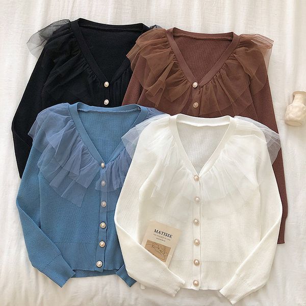 women lace patchwork ruffles knits sweaters sweet spring autumn solid cardigans v neck female elegant, White
women lace patchwork ruffles knits sweaters sweet spring autumn solid cardigans v neck female elegant, White