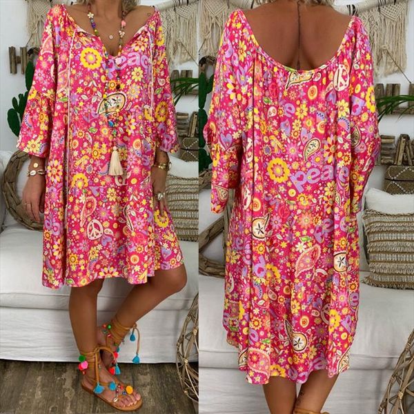 summer plus size women boho floral print dress casual loose deep v neck holiday beach shirt dress vestido, Black;gray
summer plus size women boho floral print dress casual loose deep v neck holiday beach shirt dress vestido, Black;gray