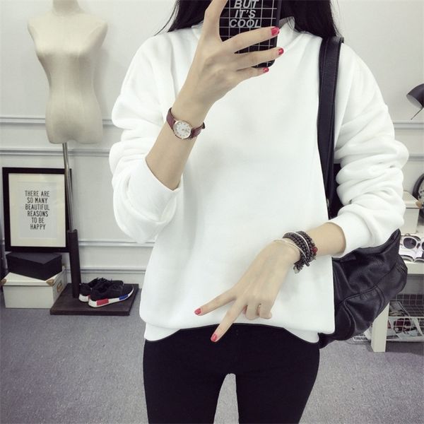 2020 autumn sweater and winter solid color plus velvet small stand collar pullover women's sweater pullover loose large size women', Black
2020 autumn sweater and winter solid color plus velvet small stand collar pullover women's sweater pullover loose large size women', Black