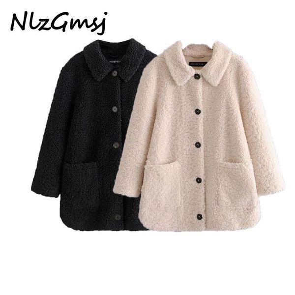 nlzgmsj fashion turn down collar wool coats women elegant solid loose pockets jackets women single breasted fleece coats ladies, Black
nlzgmsj fashion turn down collar wool coats women elegant solid loose pockets jackets women single breasted fleece coats ladies, Black